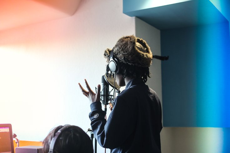 singing in studio