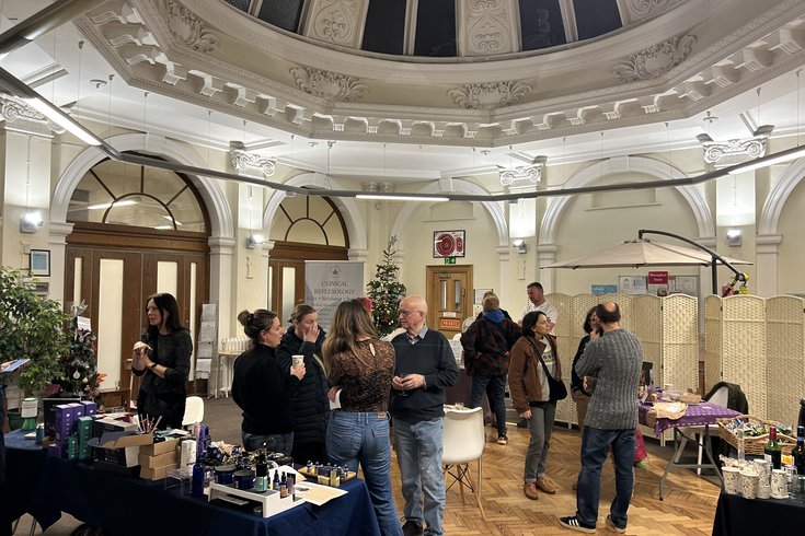 Under the dome during an art opening