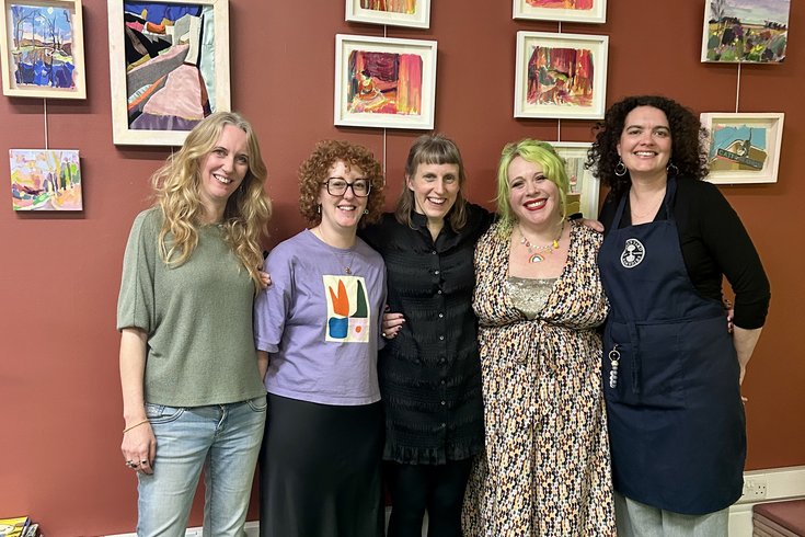 Opening event - Artist Roberta Bonfield with Kate Emblen, Emily Brand , Fiona Chambers and Shea Hollis