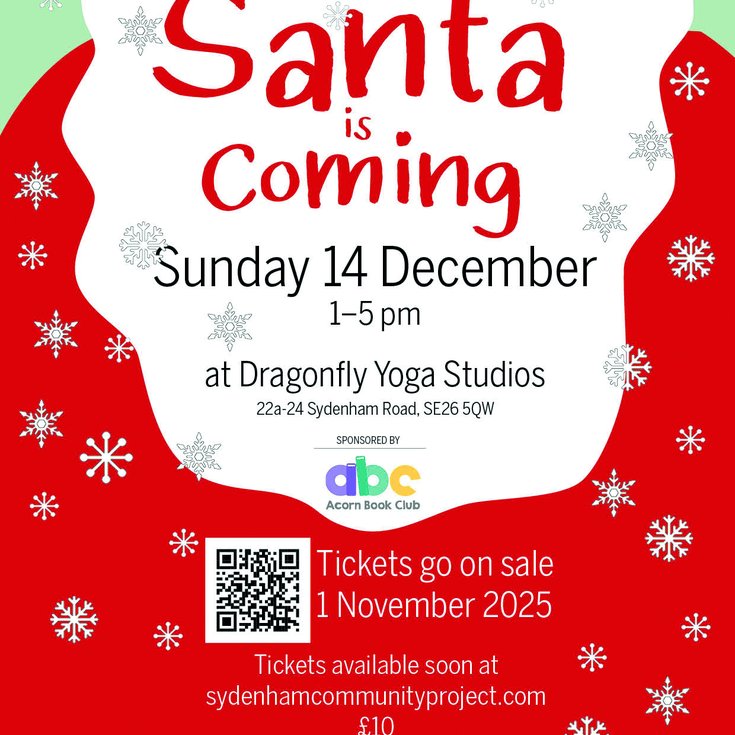 Santa in his sleigh with two children