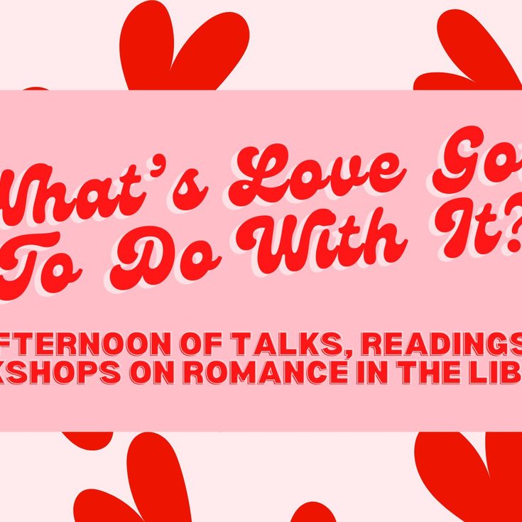 graphic of hearts with whats love got to with it text