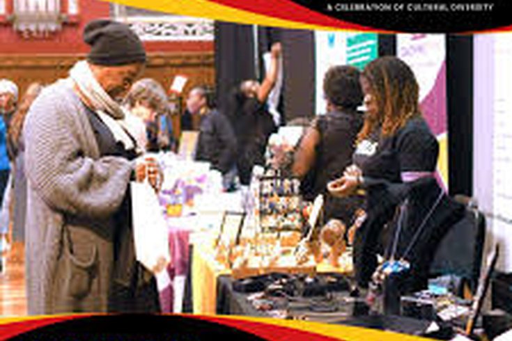 A photo of a cultural market with text