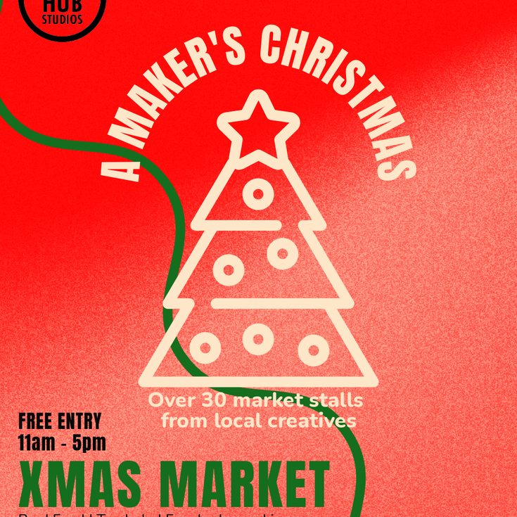 A promo poster with xmas tree and details of the event