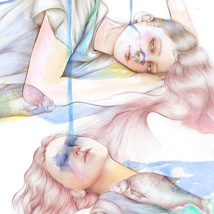 Two women in watercolours by Taddea Tinchon