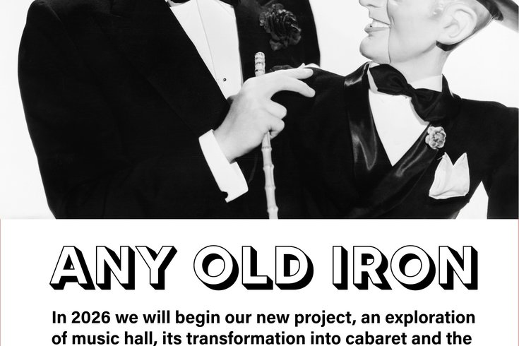 Publicity for Any Old Iron showing a ventriloquist and his doll