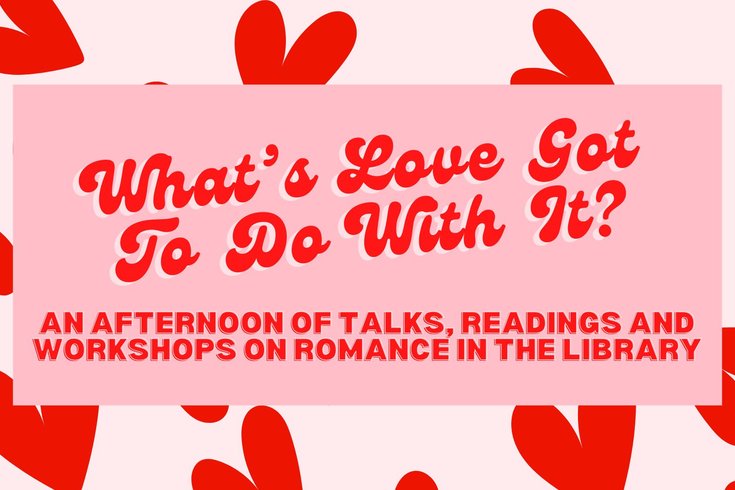 graphic of hearts with whats love got to with it text