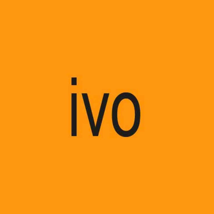 Orange Square with the word ivo in lowercase right in the middle
