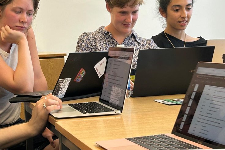 Writers at work on our most recent scriptwriting programme, photo Jackie Poulett