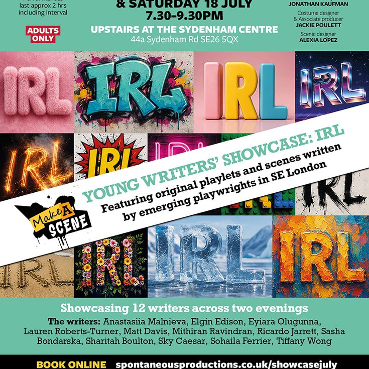 Make a Scene Young Writers' Showcase: I.R.L. leaflet front