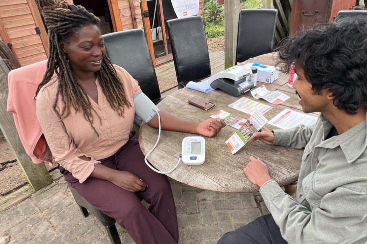Blood pressure screening at Ital Community Clinic