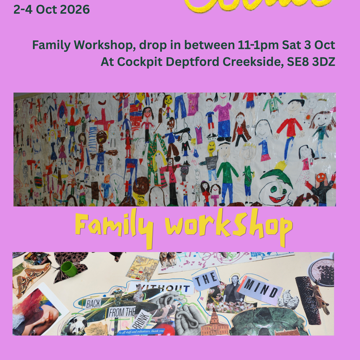 Image of children's art and information about the workshop