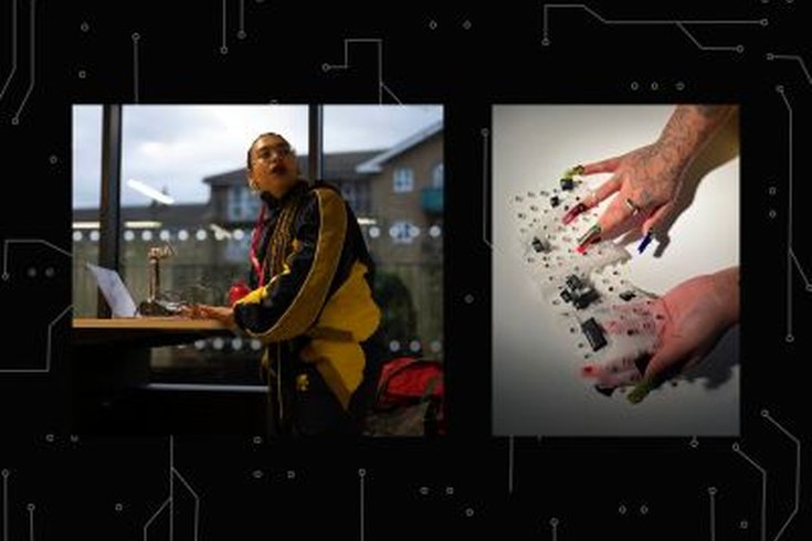 photo of artist Jazmin Morris and her work