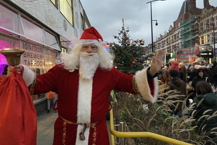 Santa at tree lighting ceremony