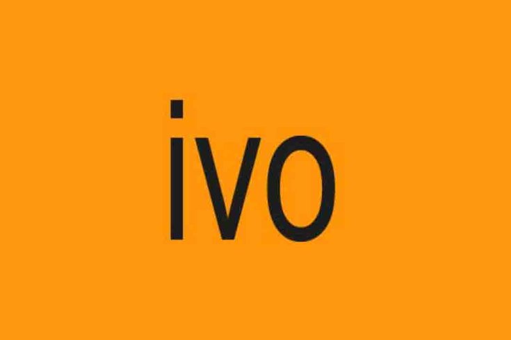 Orange Square with the word ivo in lowercase right in the middle