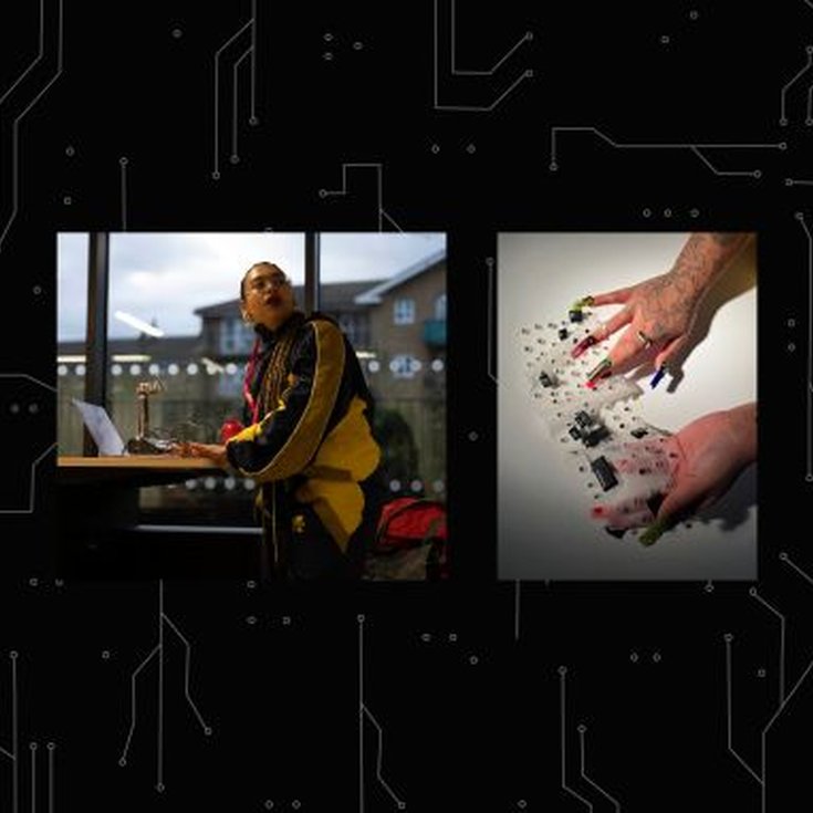 photo of artist Jazmin Morris and her work