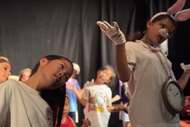 Two students dancing in a show.