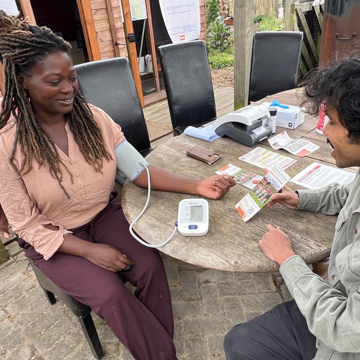 Blood pressure screening at Ital Community Clinic