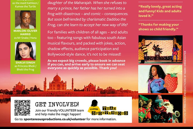 Leaflet (reverse) with full event details for The Frog Princess