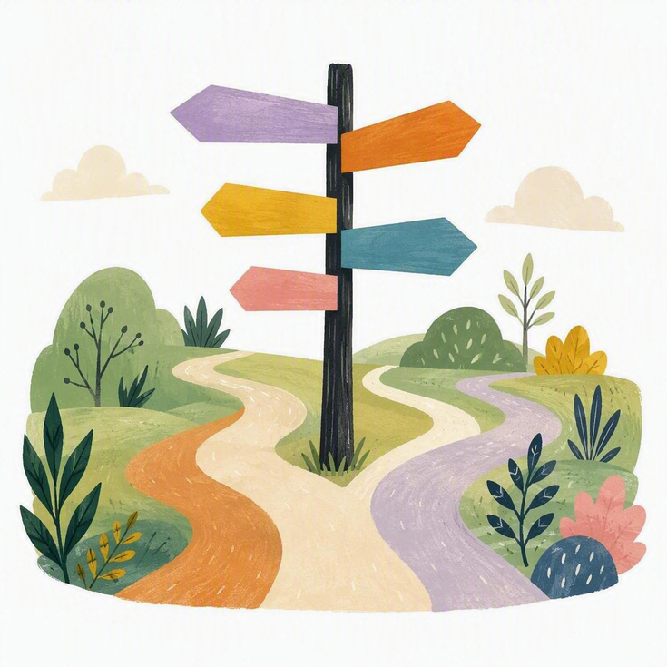 Path with blank signposts
