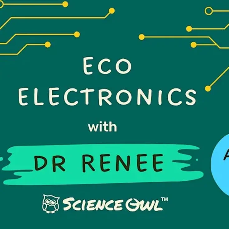 Green circuit board graphic with event title written