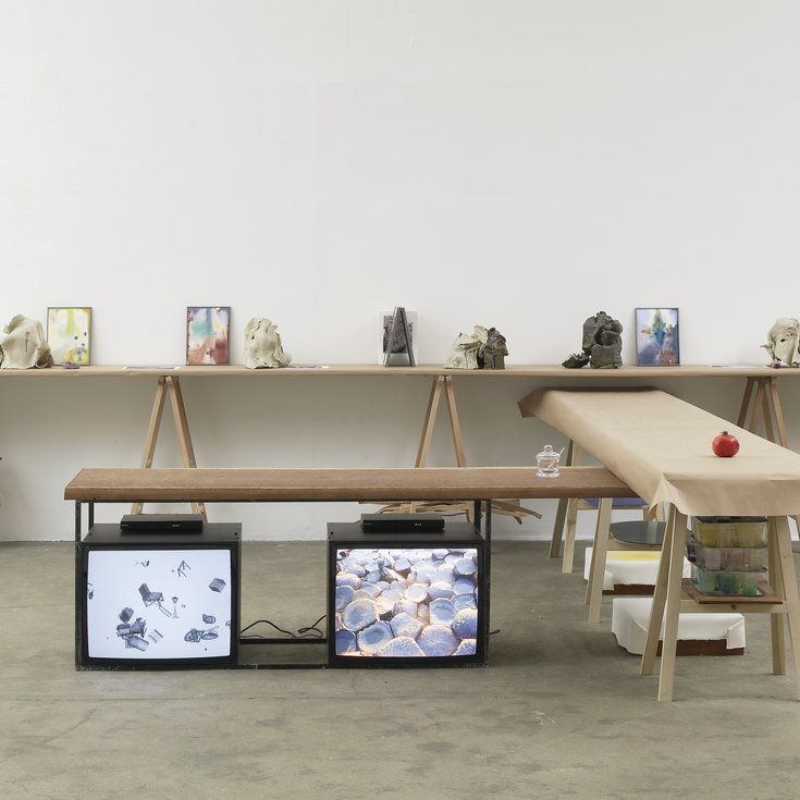 Christina Mackie, Painting the Weights, 2012, Installation view, Chisenhale Gallery, London, 2012. Commissioned by Chisenhale Gallery, London. Photo: Andy Keate.