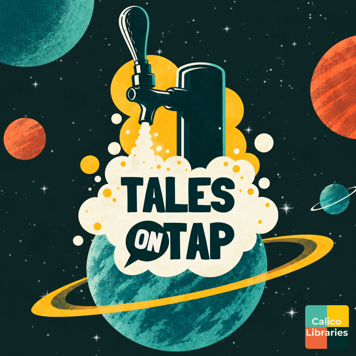 event title with beer tap on a blue planet on celestial background