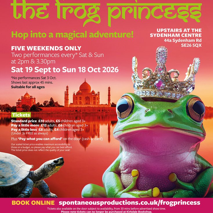 Poster: The Frog Princess Upstairs at the Sydenham Centre 19 Sept-18 Oct
