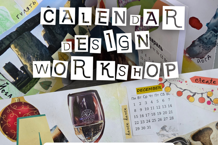 A collage background with the title of the event in magazine cutout-style letters