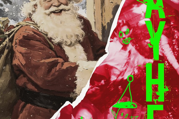 Santa and a group of partying people