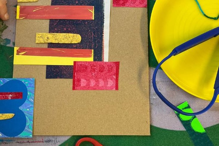 Collage using printed paper and recycled card