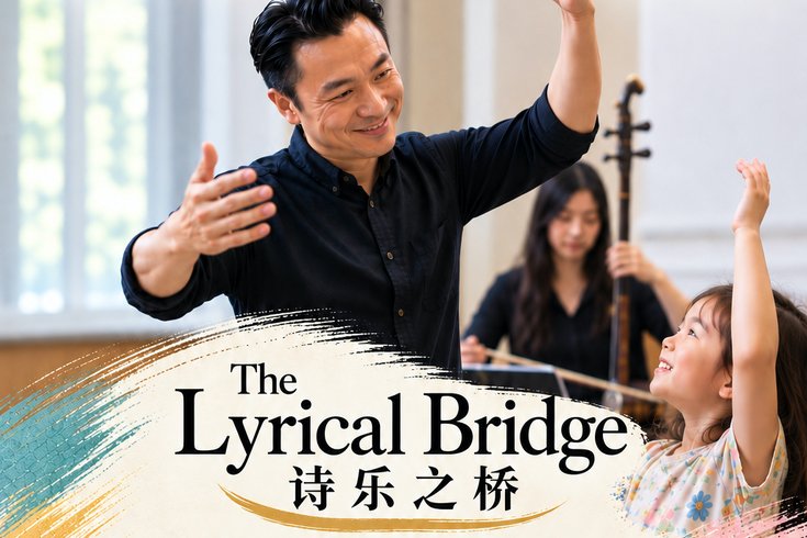 Singing Teacher with child and Erhu musician in the background.