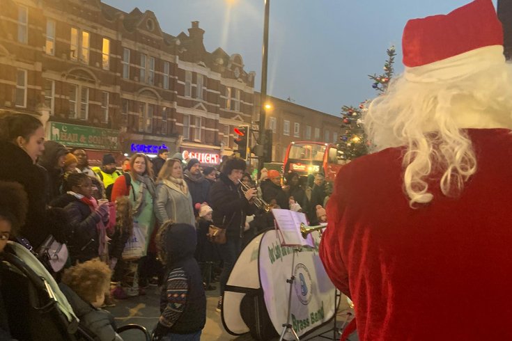 Brass band and Santa