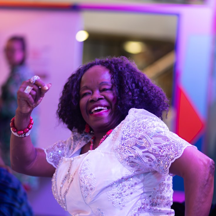 An older woman dancing